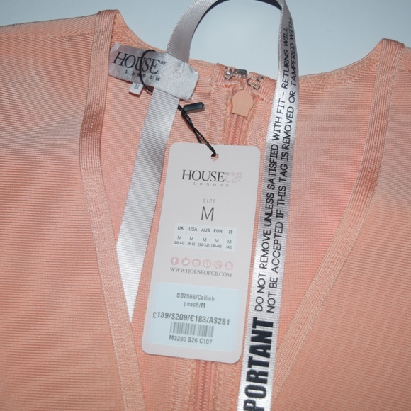New House of CB Peach Calliah Bodycon Dress Size M - Picture 6 of 6